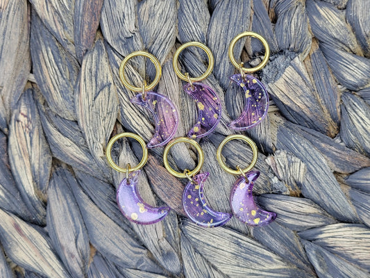 Stitch Markers - Purple Moons Set of 6