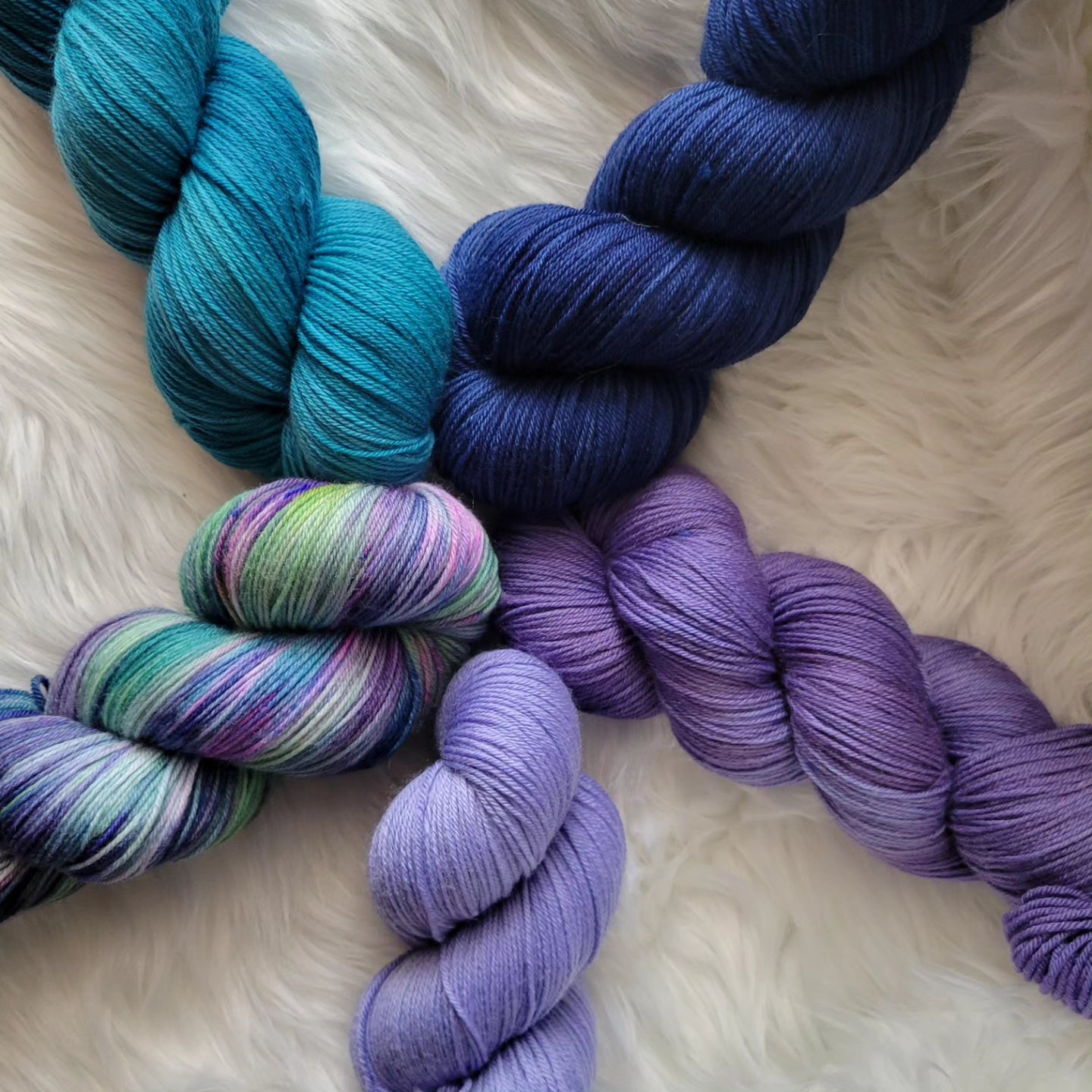 Hand Dyed Yarn - Aurora Borealis Collection (5) Mini Skein Set